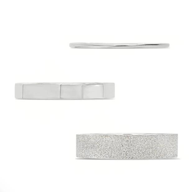 925 Silver Band Stackable Ring Sets 3pcs