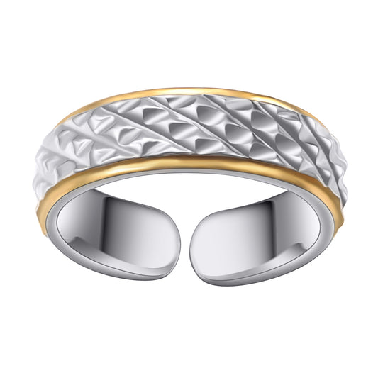 925 Silver Two Tone Open Adjustable Plain Ring