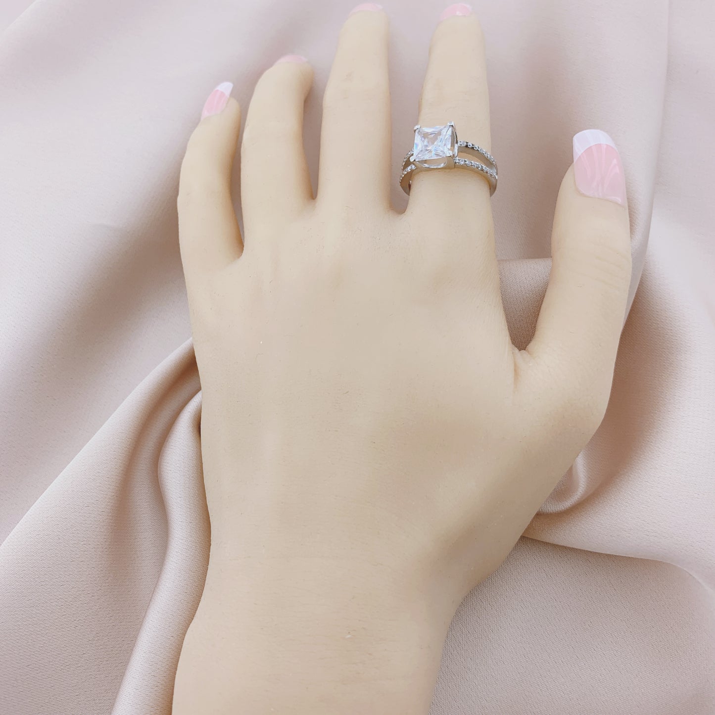 925 Silver CZ Wedding Bridal Engagement Ring