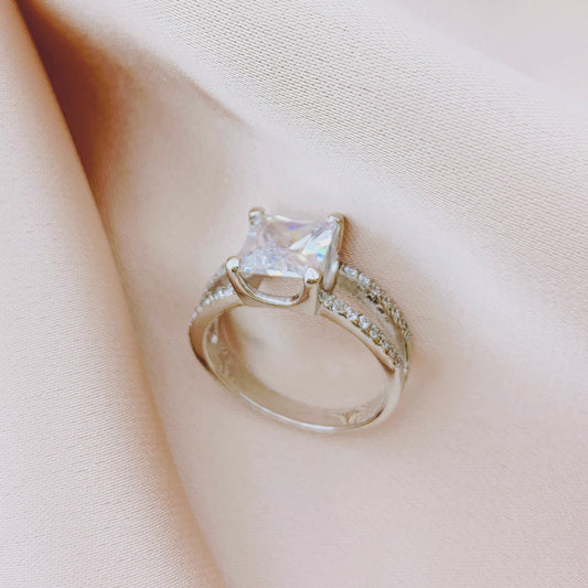 925 Silver CZ Wedding Bridal Engagement Ring
