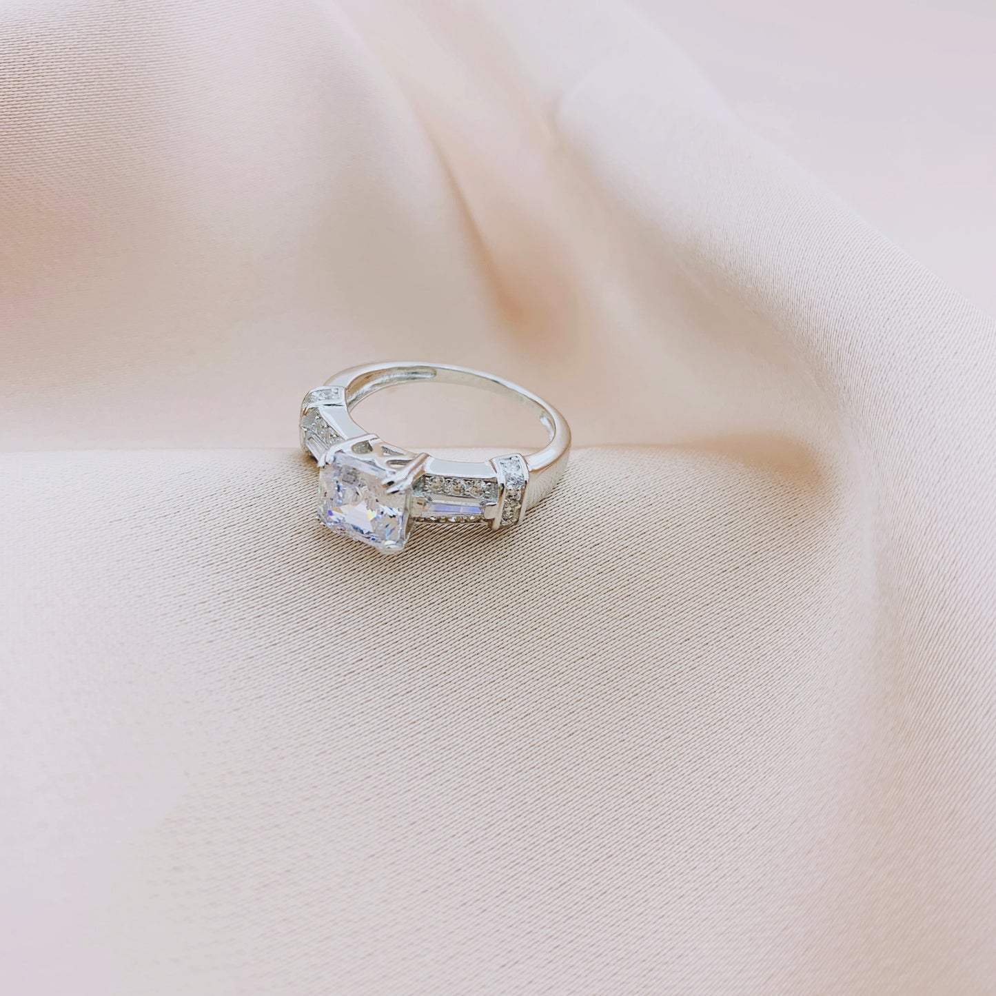 925 Silver CZ Wedding Bridal Engagement Ring