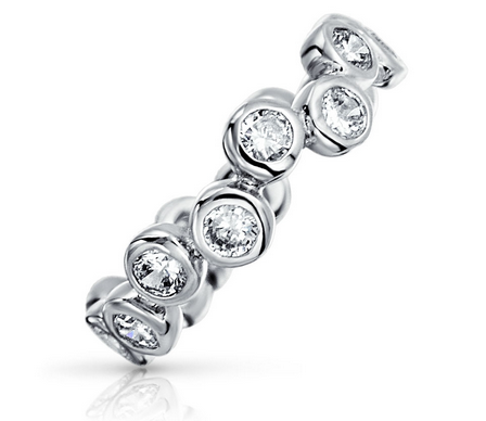 925 Silver CZ Wedding Bridal Engagement Ring