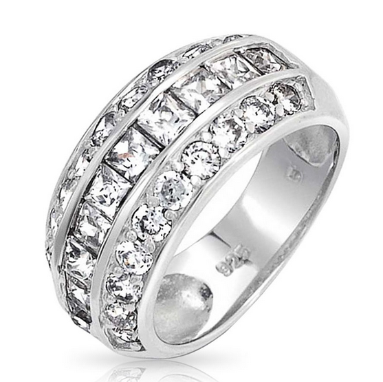 925 Silver CZ Wedding Bridal Engagement Ring