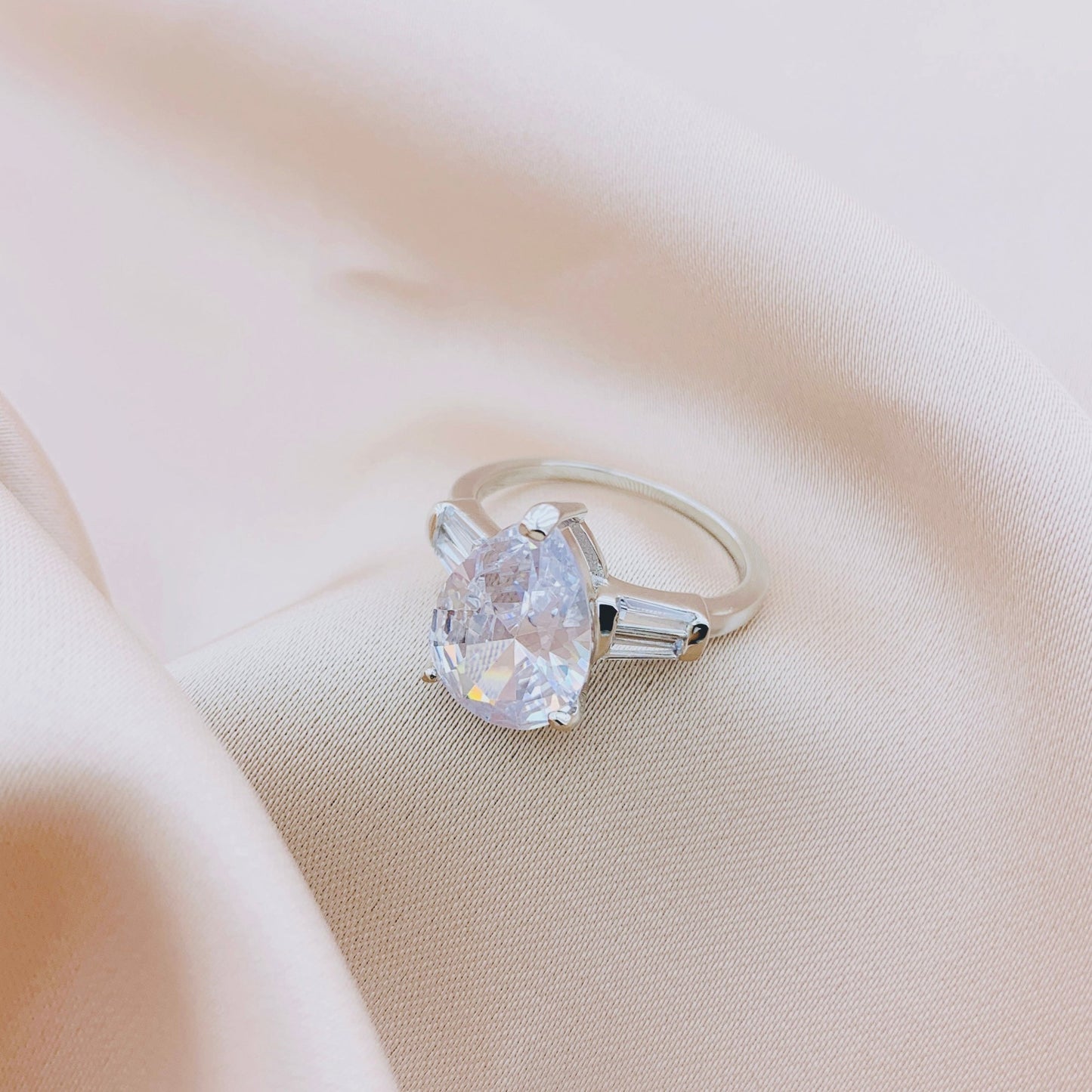 925 Silver CZ Wedding Bridal Engagement Ring