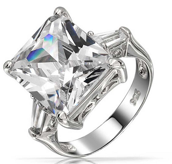 925 Silver CZ Wedding Bridal Engagement Ring