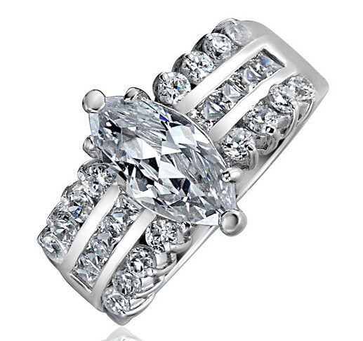 925 Silver CZ Wedding Bridal Engagement Ring