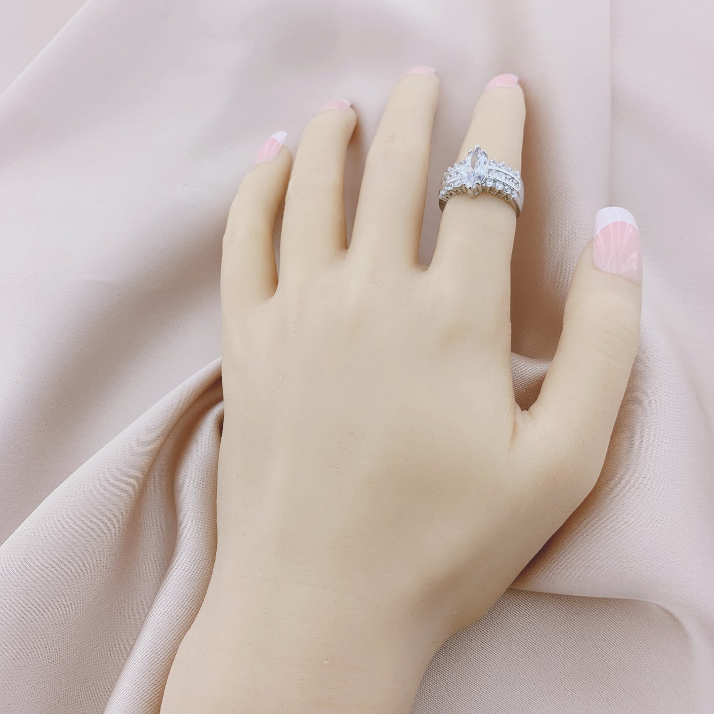 925 Silver CZ Wedding Bridal Engagement Ring