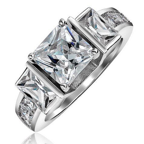 925 Silver CZ Wedding Bridal Engagement Ring