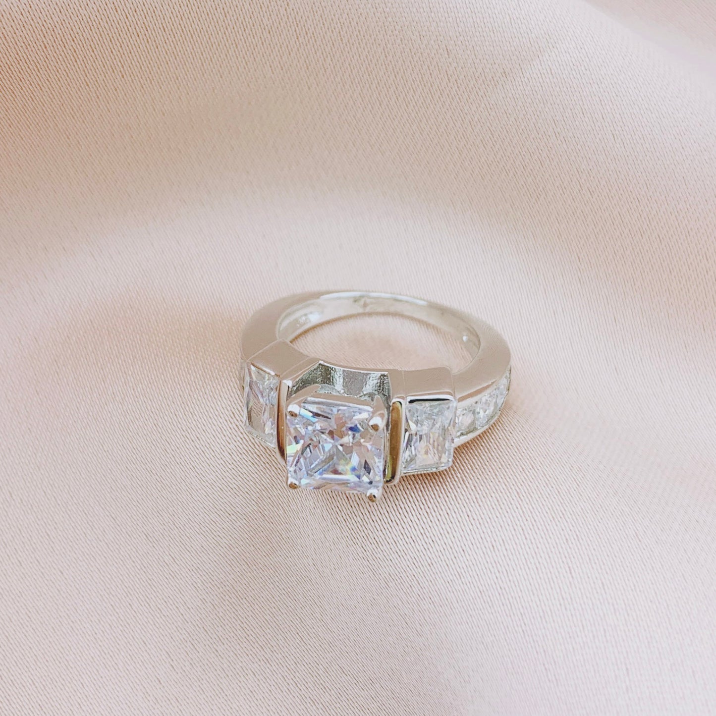 925 Silver CZ Wedding Bridal Engagement Ring