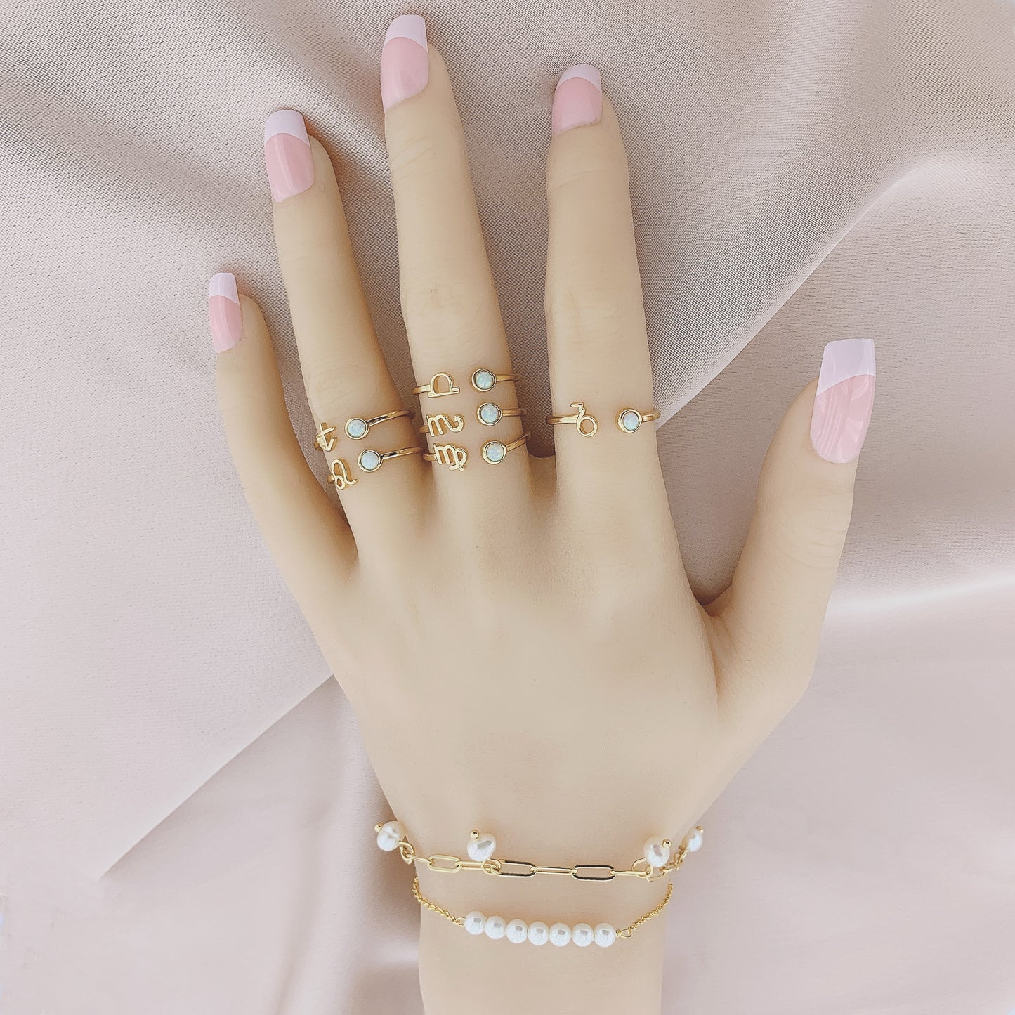 925 Silver Leo Opal Constellation Ring