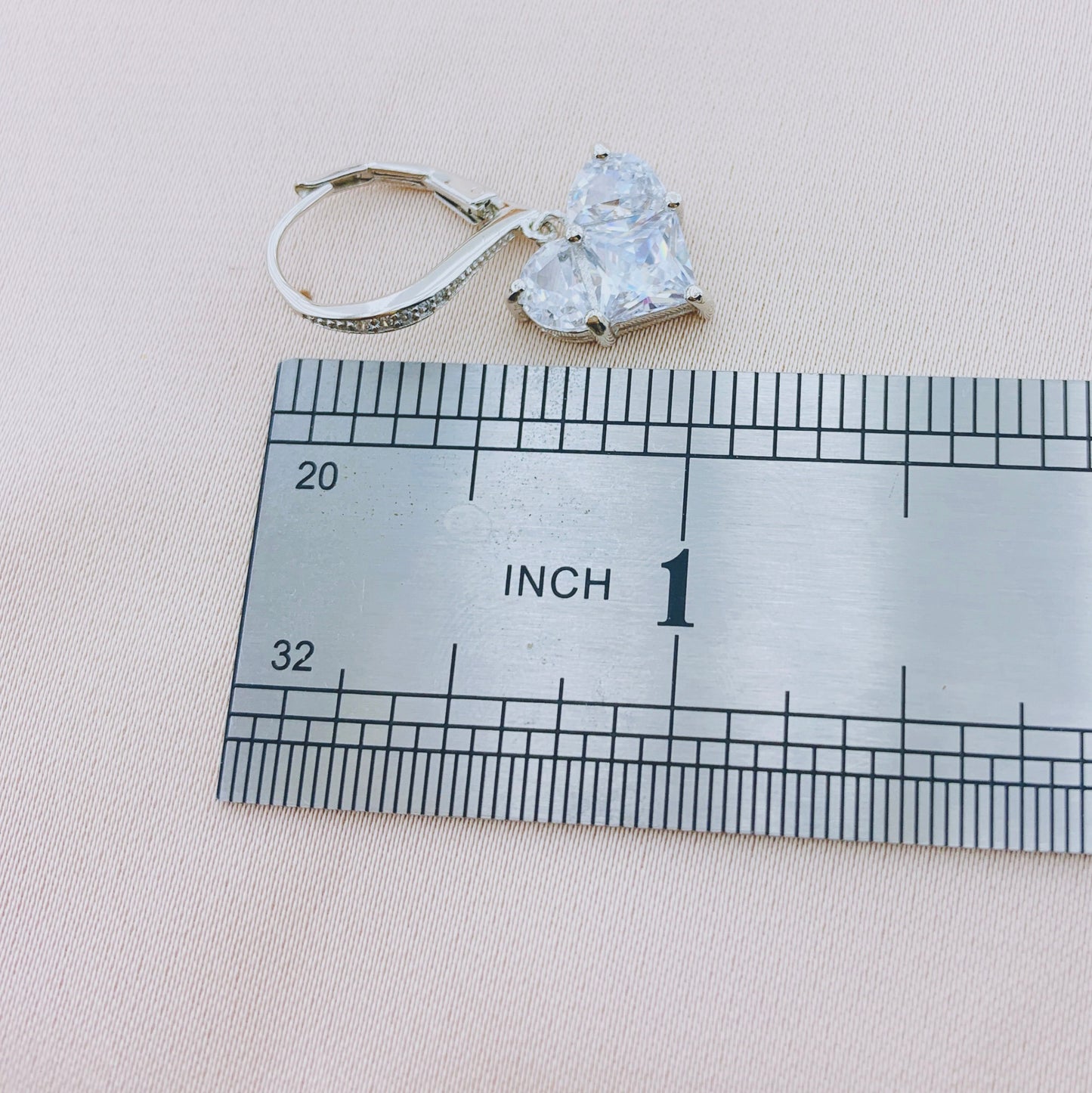 925 Silver Hear CZ Dangle Drop Earring