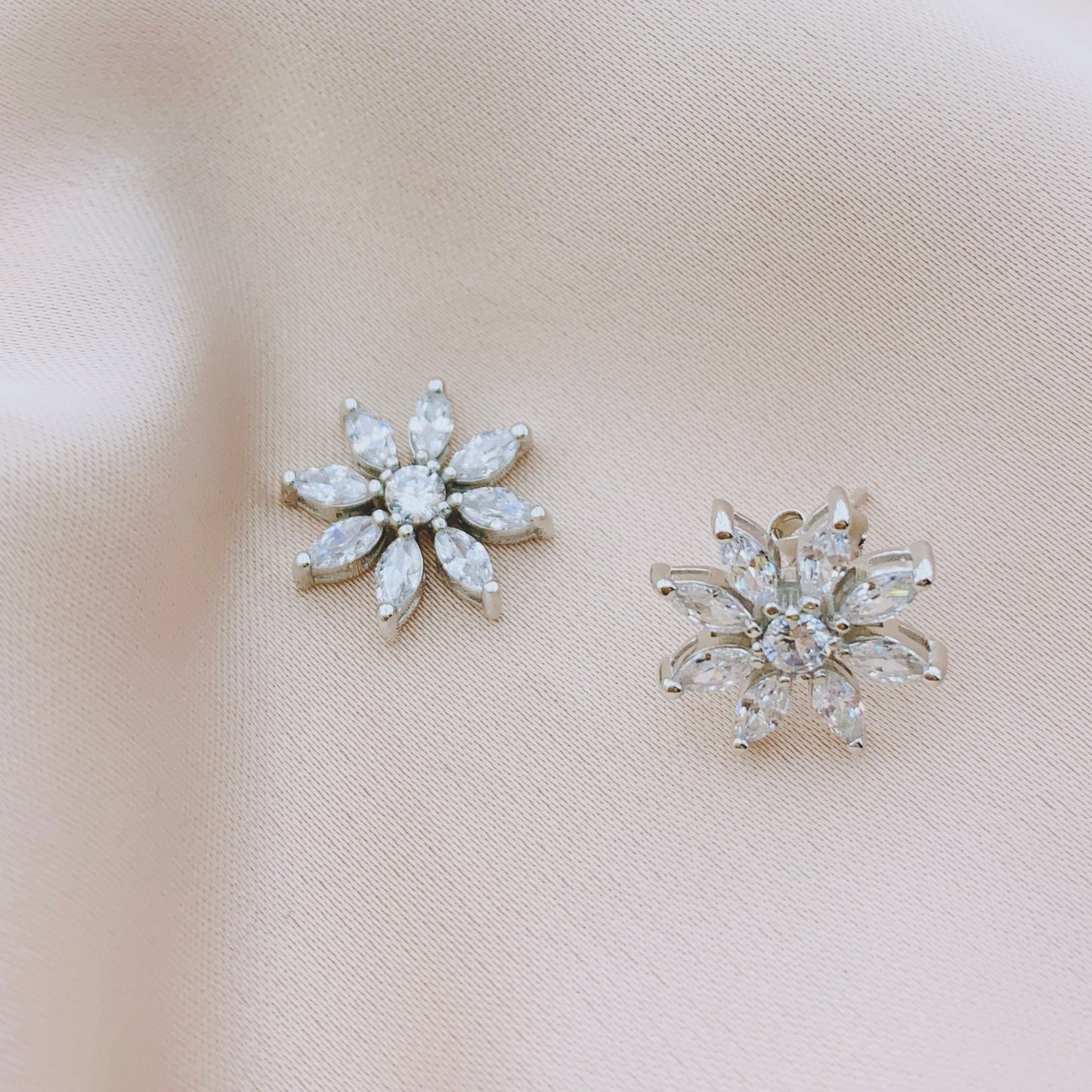 925 Silver Flower CZ Stud Earring