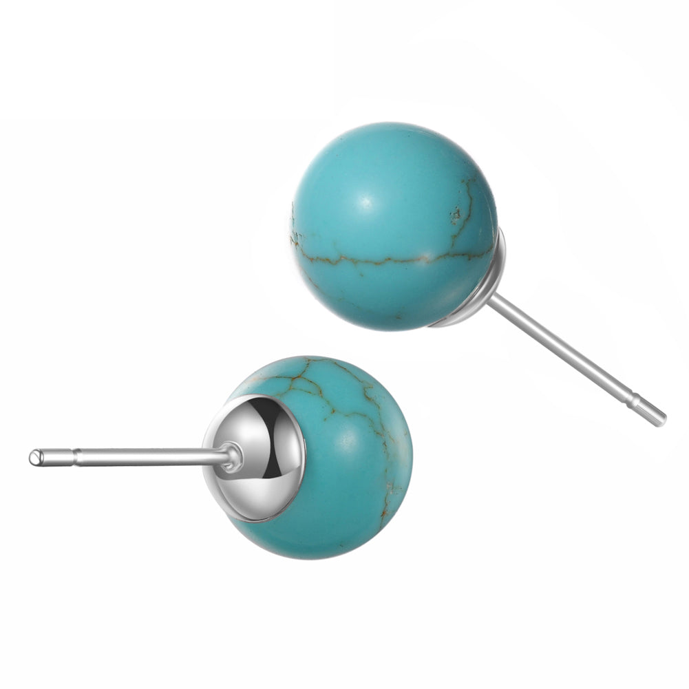 925 Silver Turquoise Onyx Jade Stud Earring