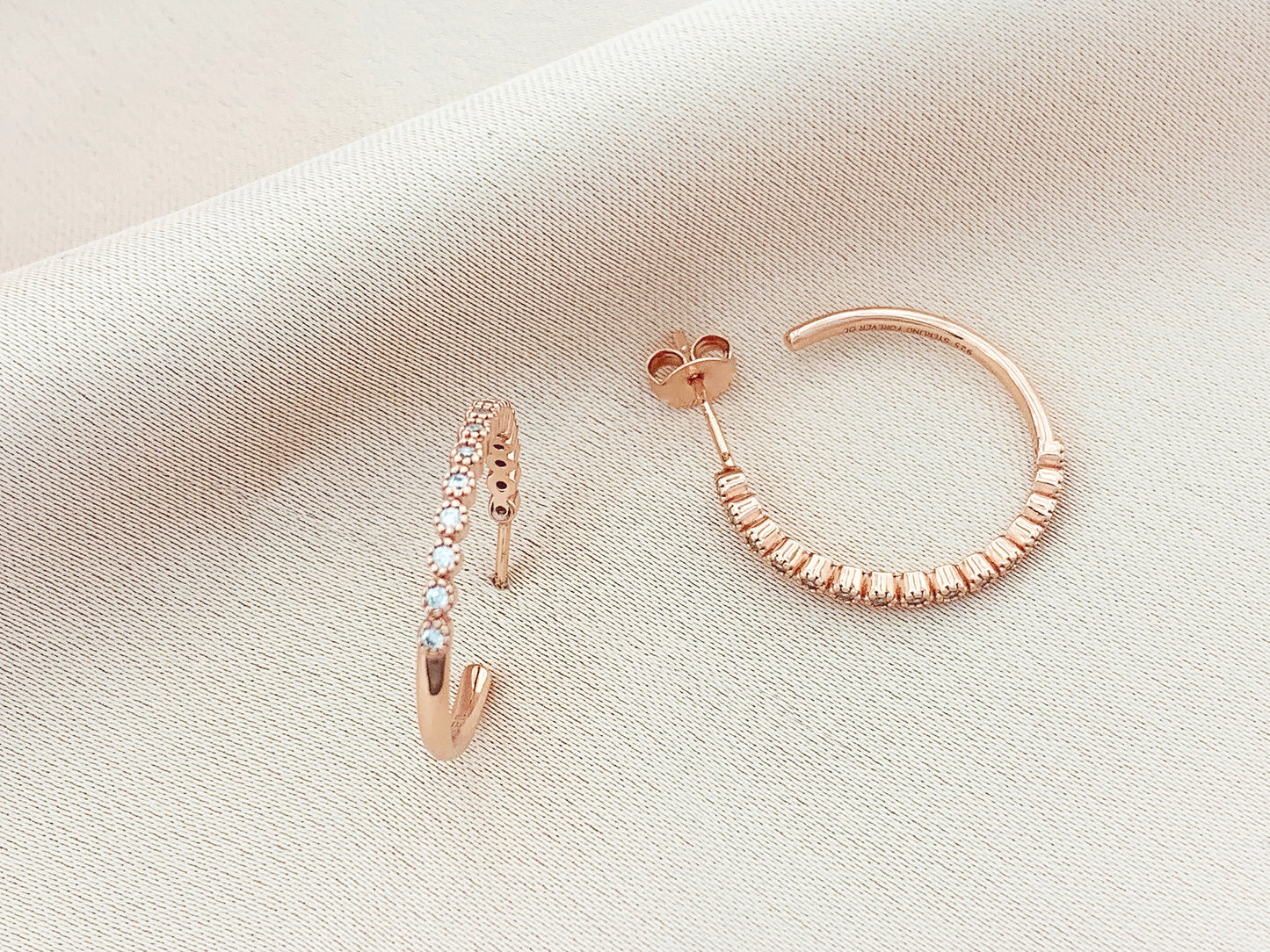 925 Silver CZ Hoop Earring