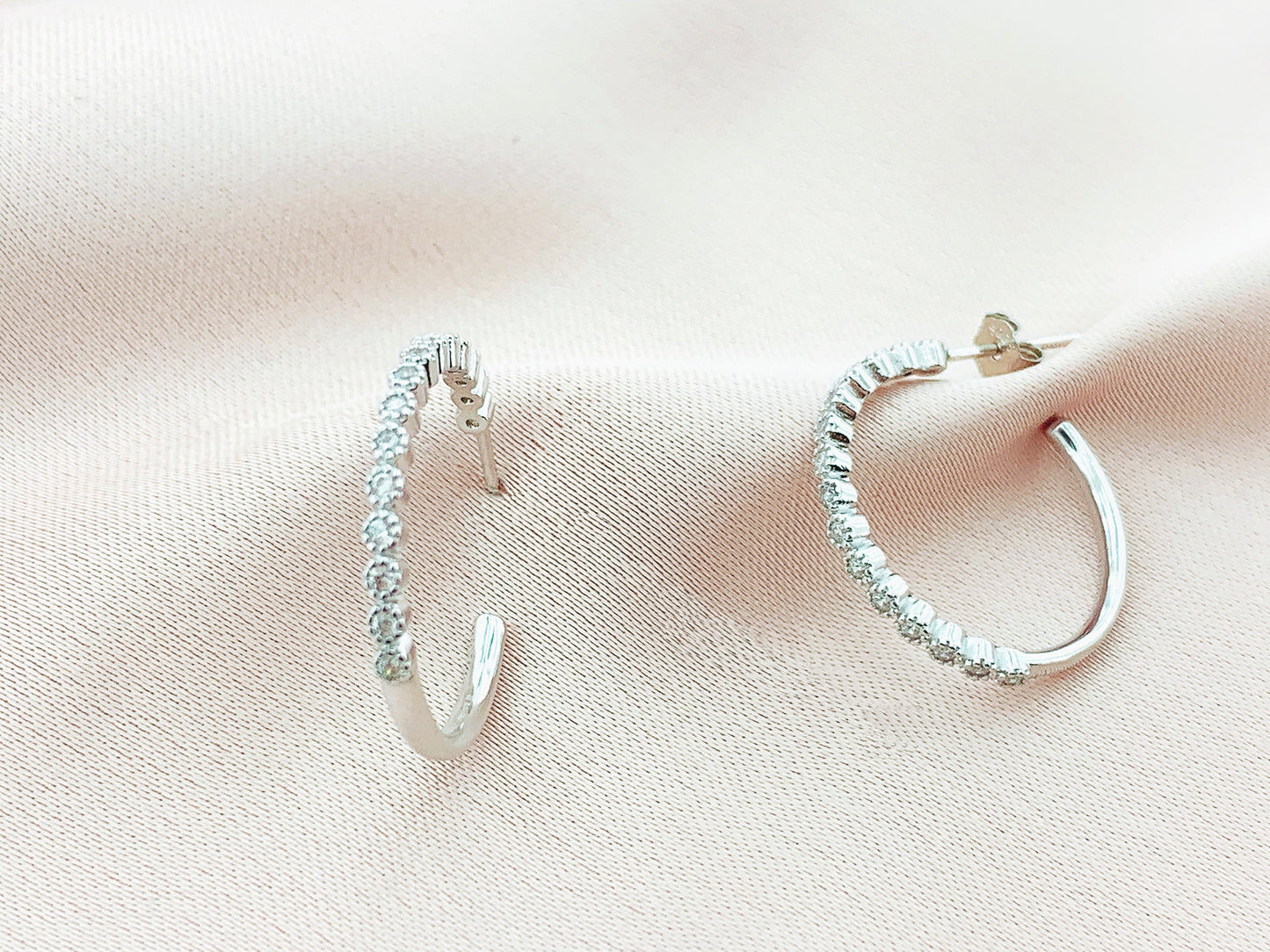 925 Silver CZ Hoop Earring