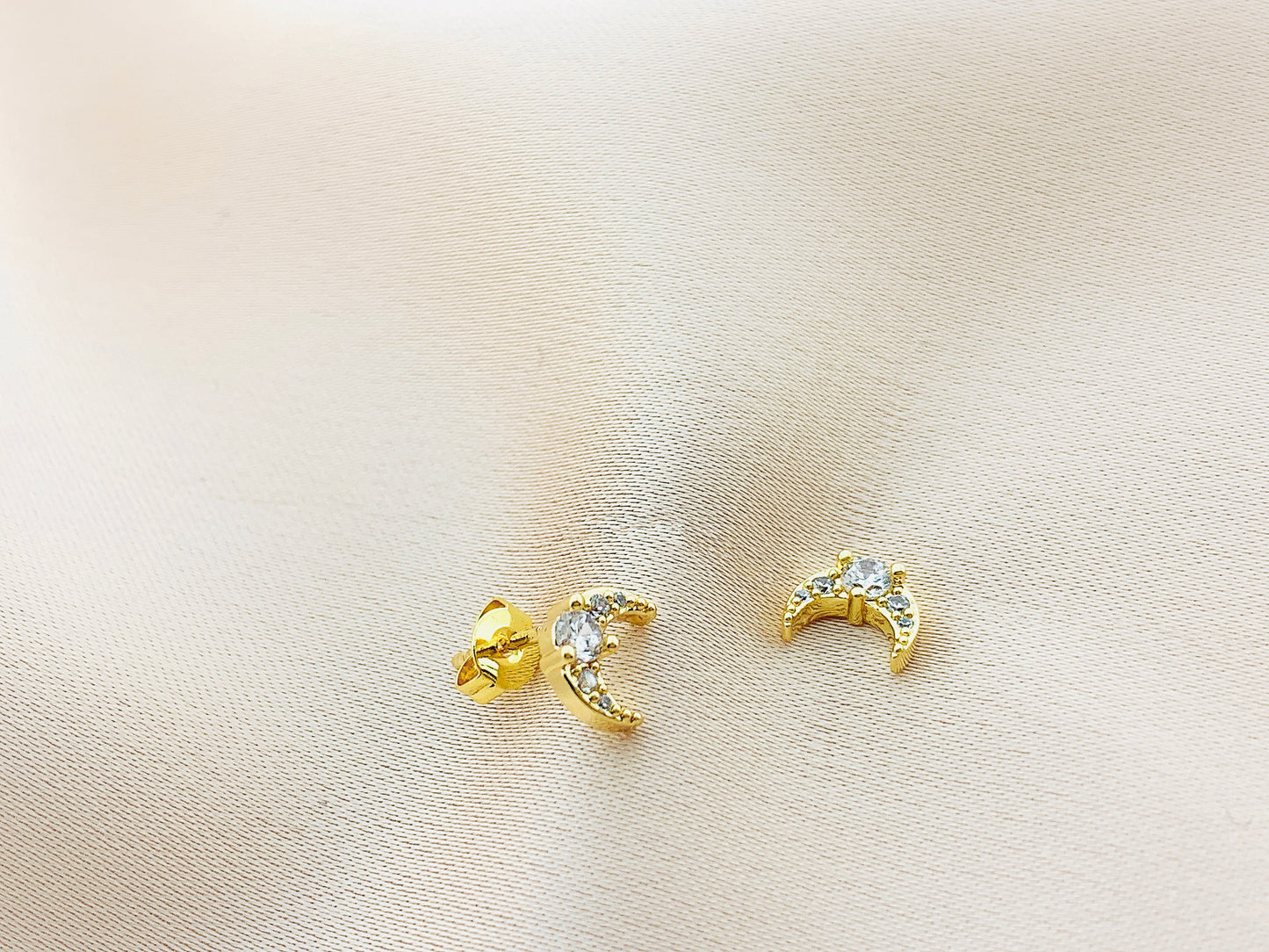 Women's Fashion Moon CZ Stud Earring