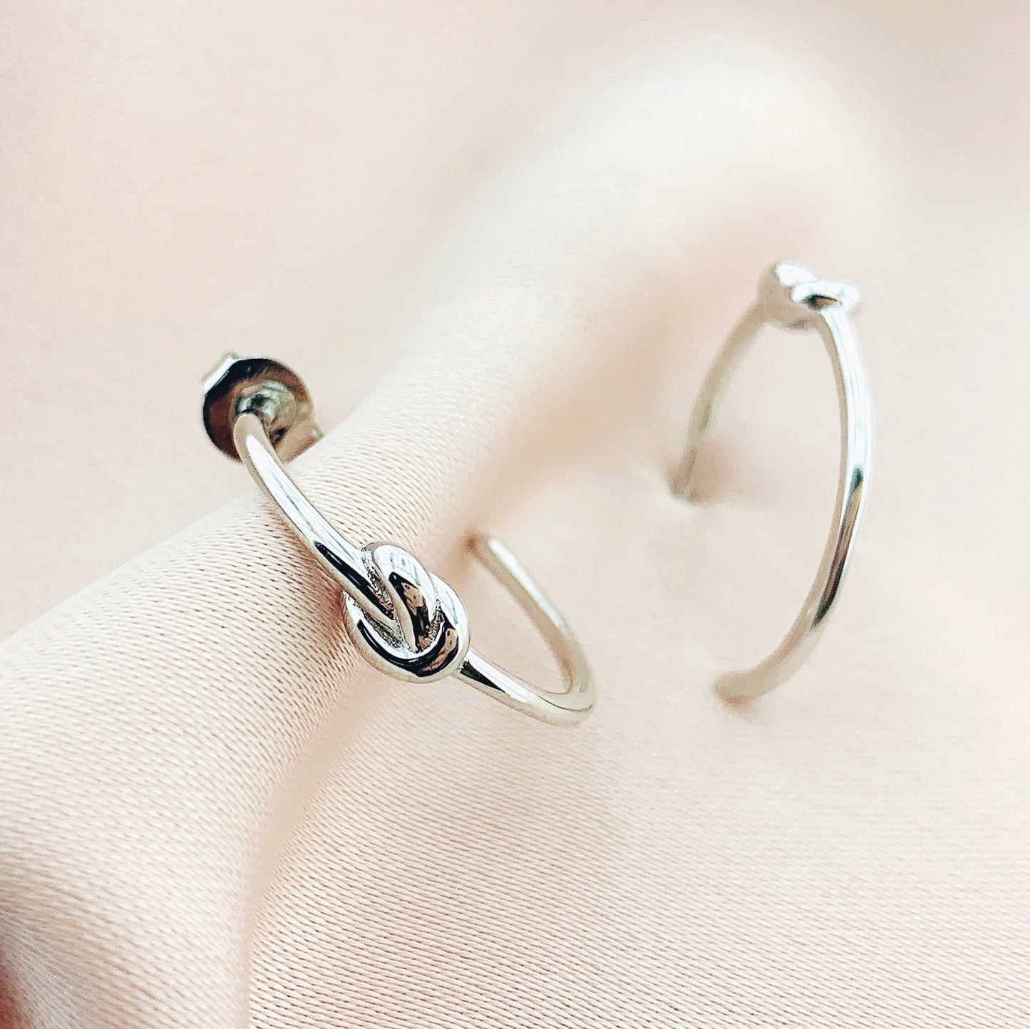 925 Silver Love Knot Hoop Earring
