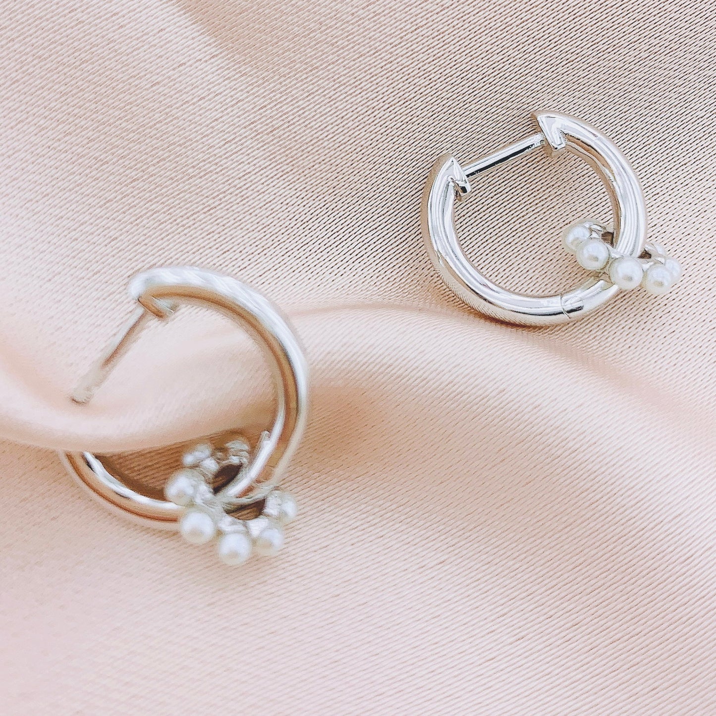 925 Silver Pearl Hoop Earring