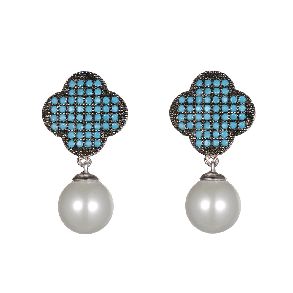 Women's Fashion CZ Bridal Wedding Pearl Earring