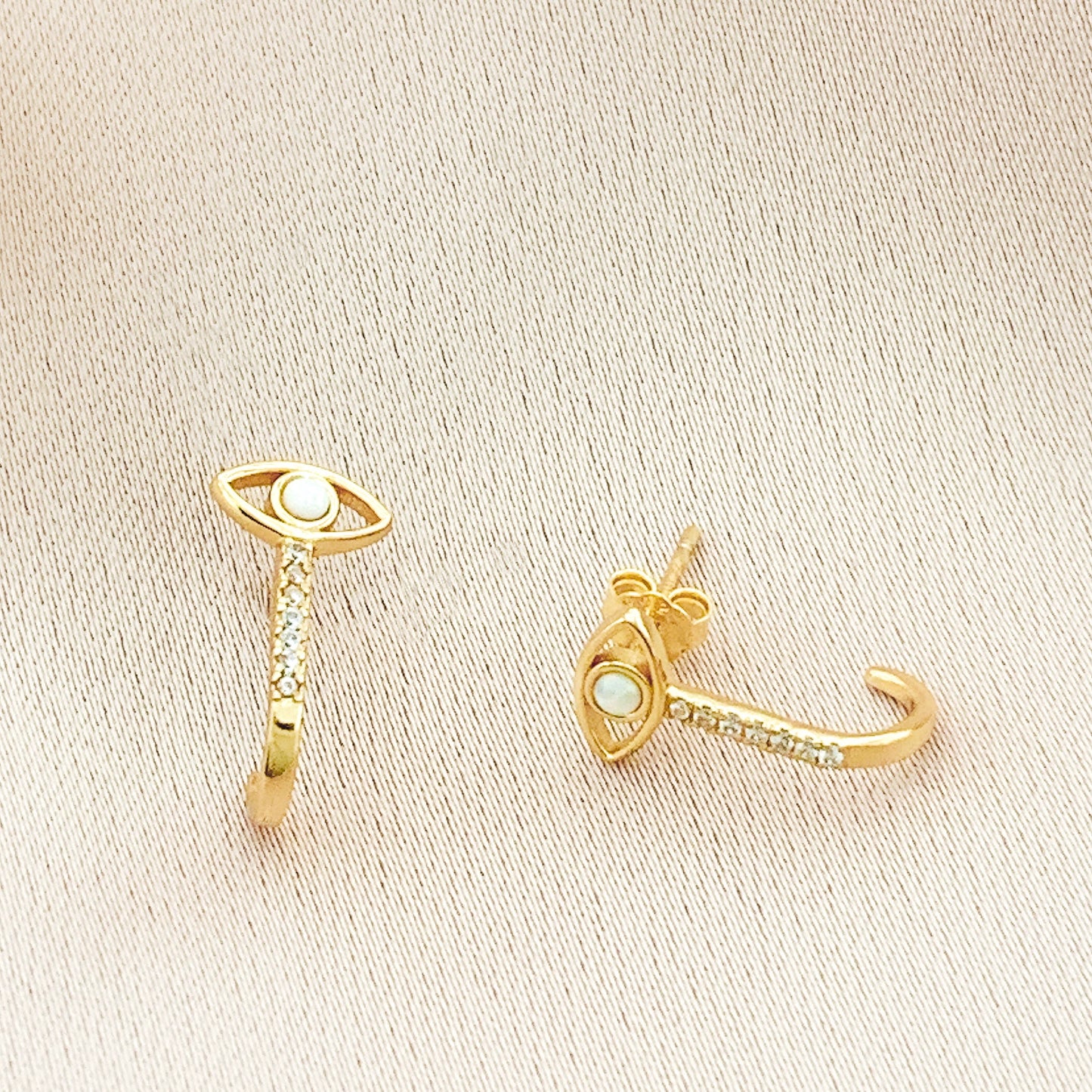 925 Silver CZ Evil eye Hoop Earring