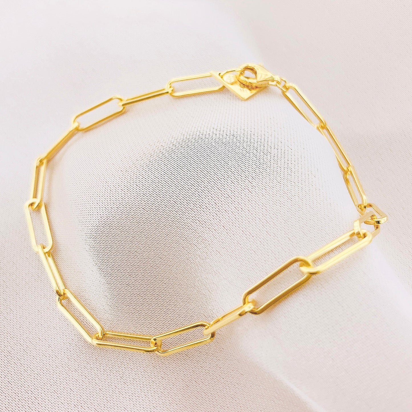 925 Silver Paperclip Chain Bracelet