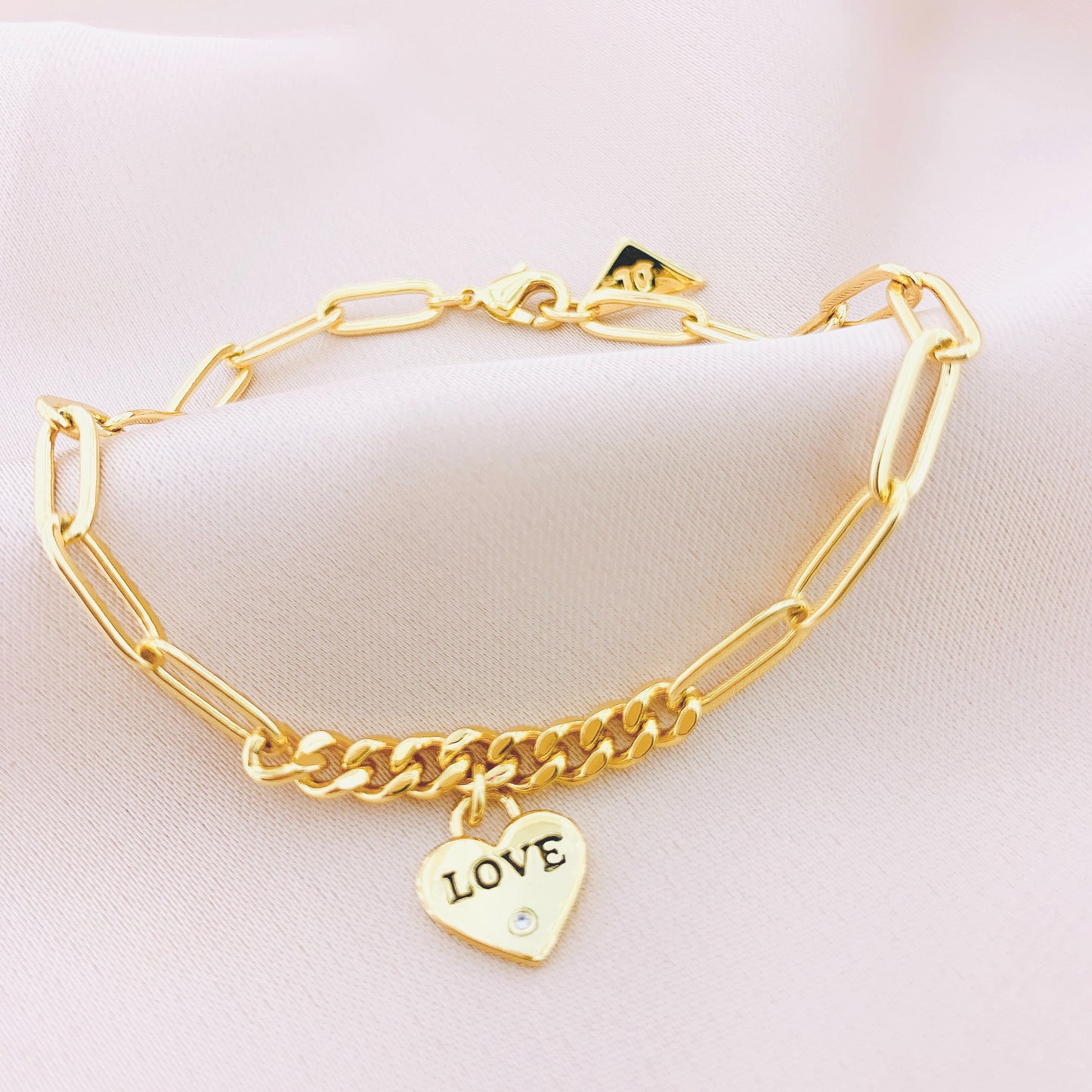 Women's Heart Paperclip Chain Bracelet