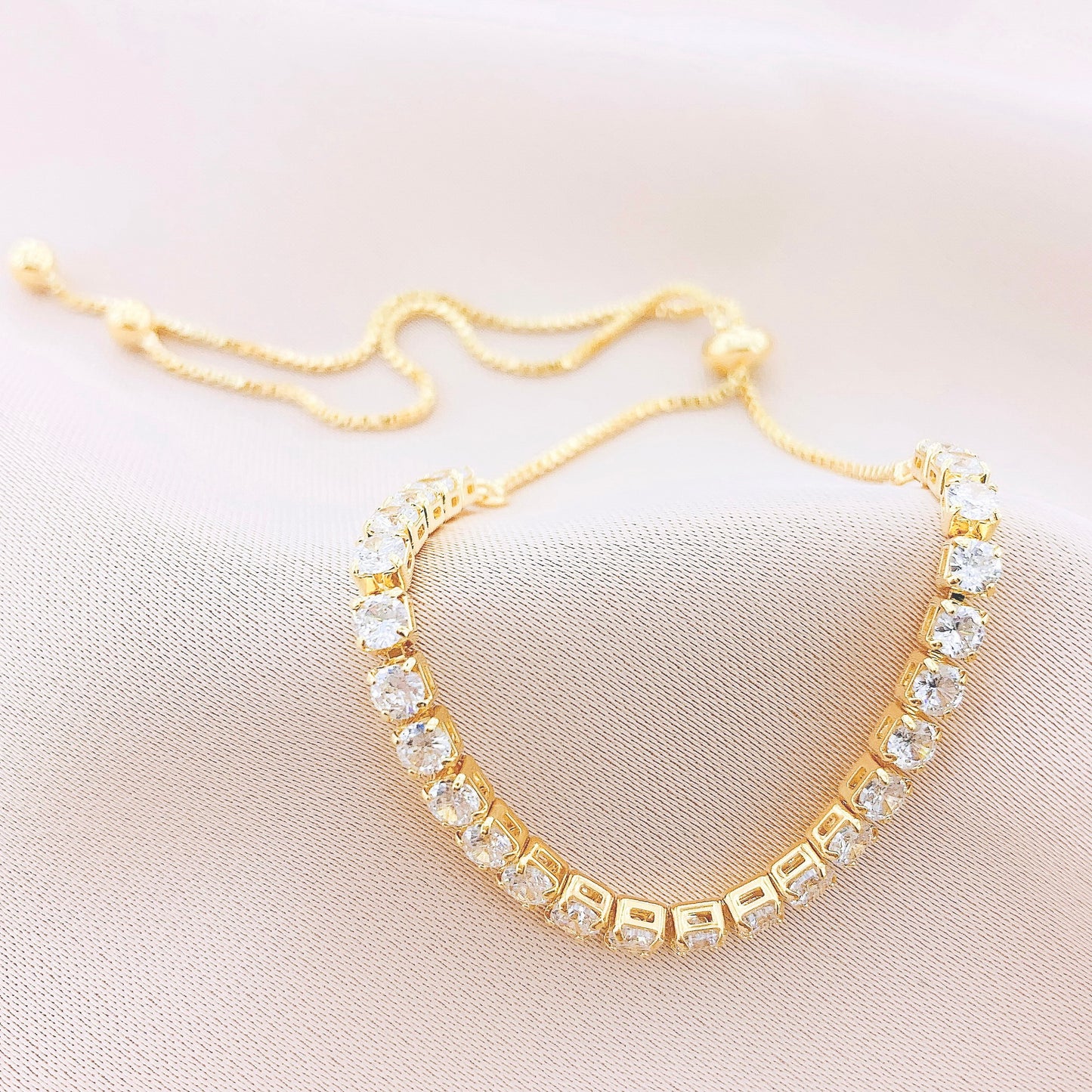 Women's Fashion CZ Adjustable Bolo Bracelet