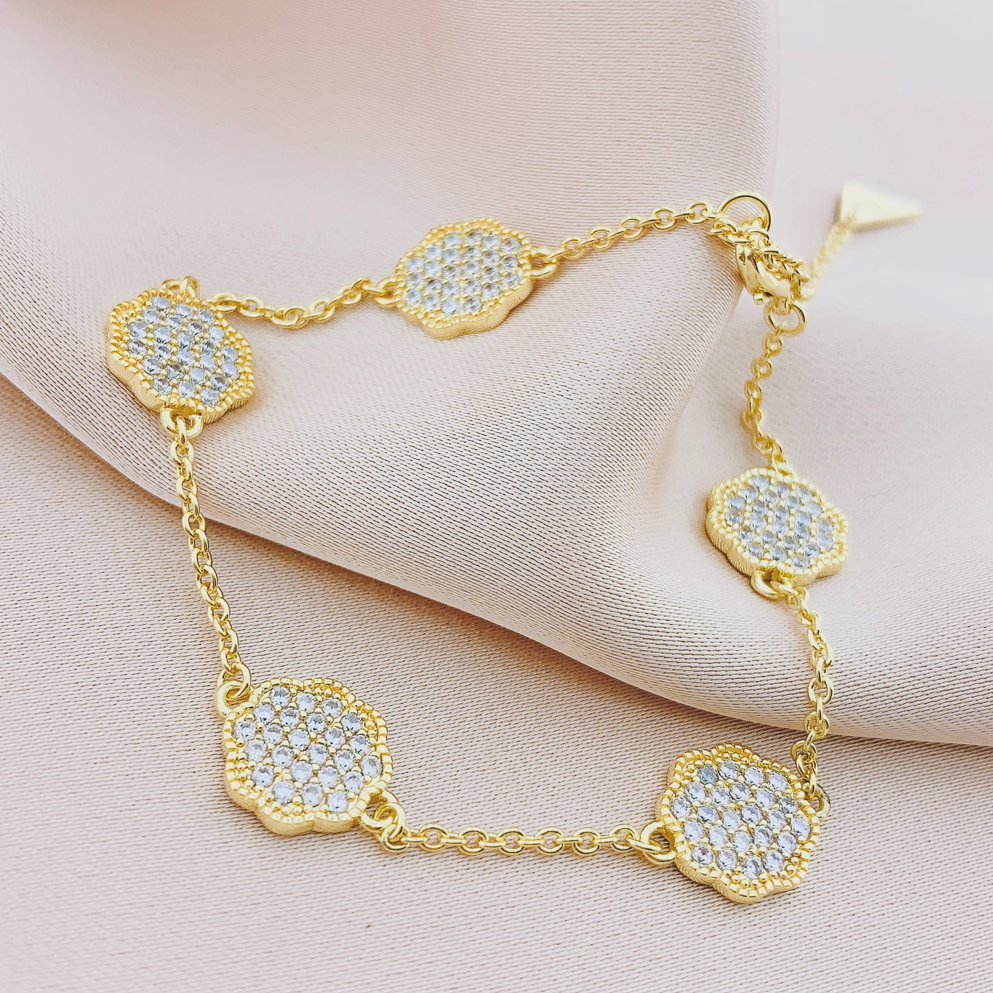 Women's Fashion CZ Shamrock Clover Bracelet