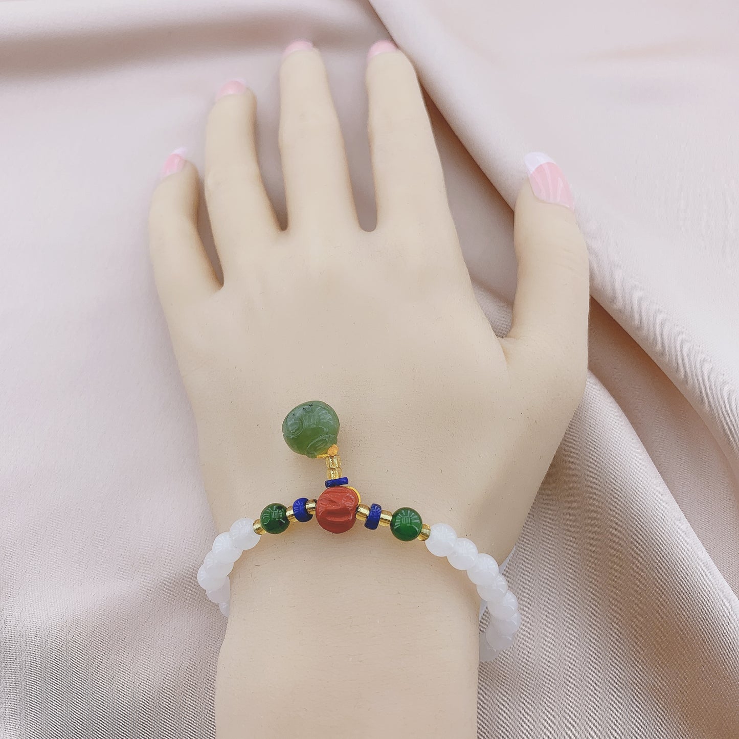 Women's Fashion White Marble Beads Gemstone Bracelet