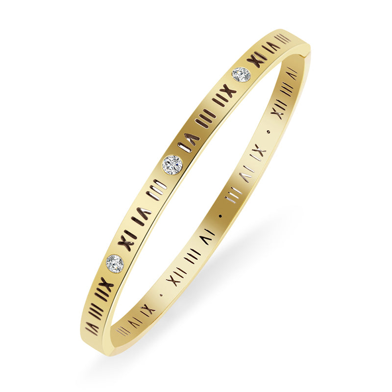 Women's Roman Numbers CZ Bangle