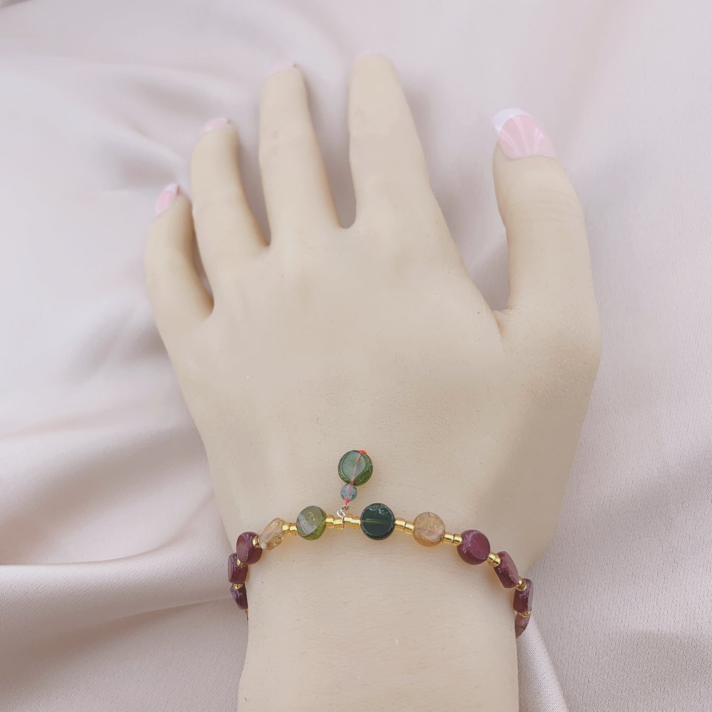 925 Silver Tourmaline Beads Gemstone Bracelet