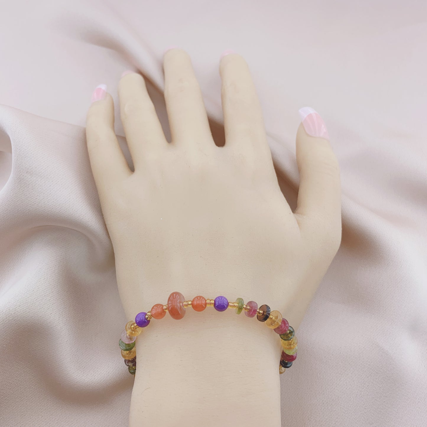 925 Silver Tourmaline Beads Gemstone Bracelet