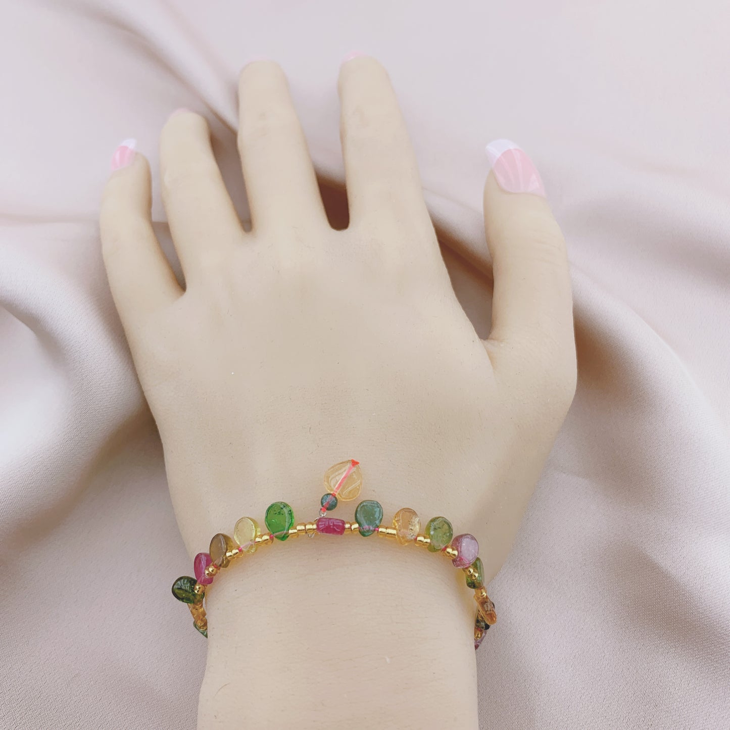 925 Silver Tourmaline Beads Gemstone Bracelet