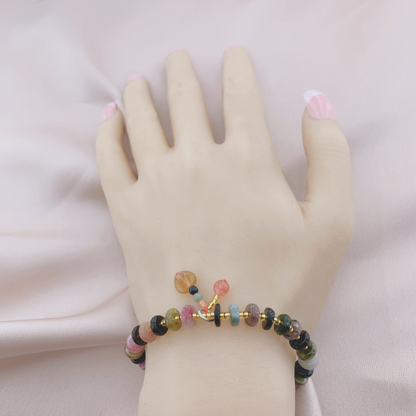 925 Silver Tourmaline Beads Gemstone Bracelet