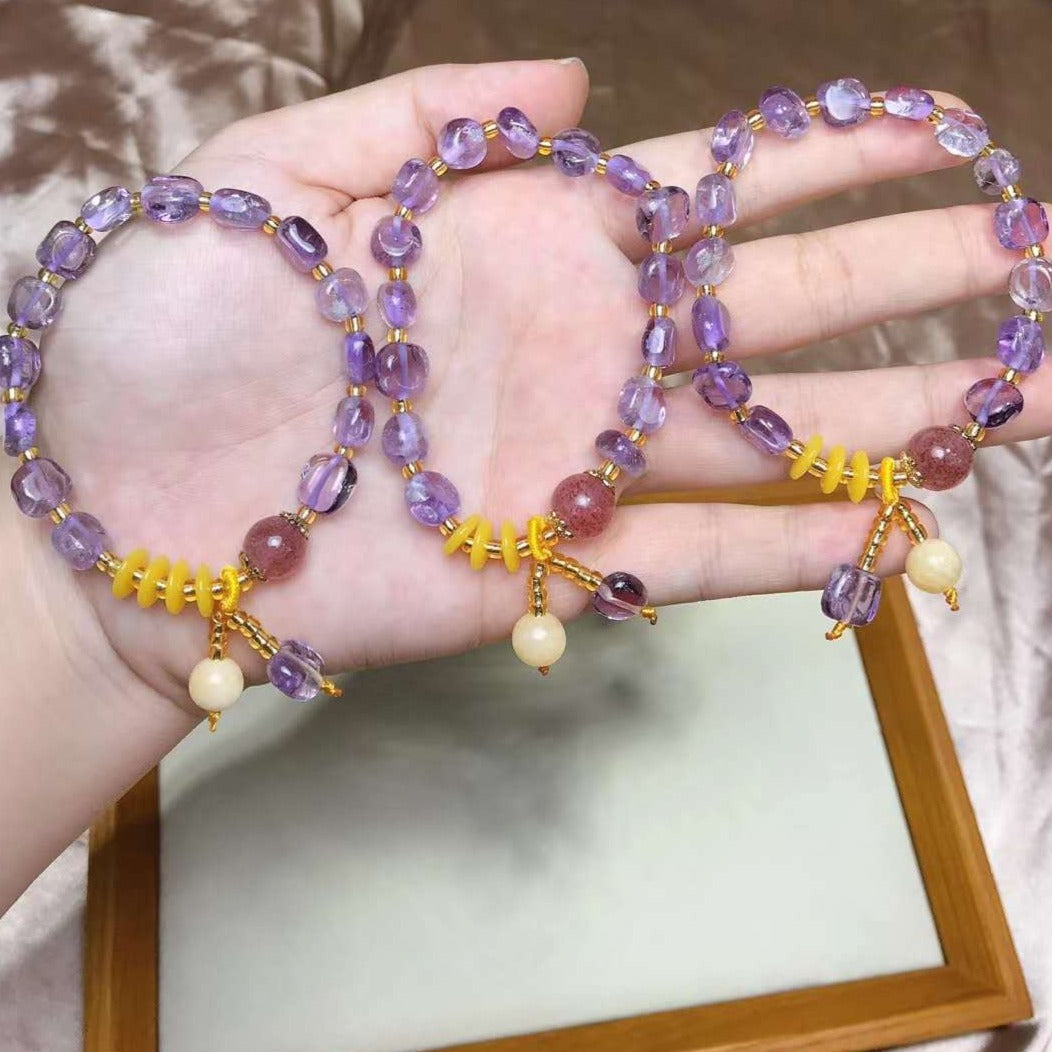 Women's Amethyst Beads Gemstone Bracelet