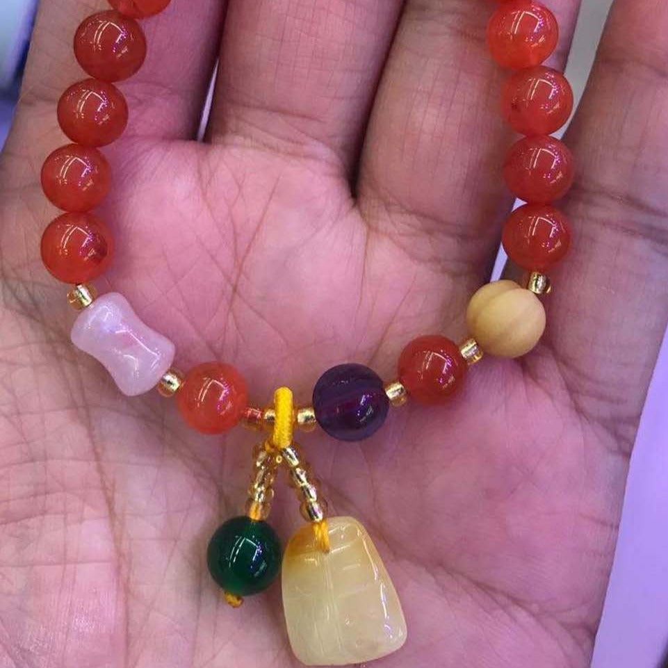 Women's Fashion Red Onyx Beads Gemstone Bracelet