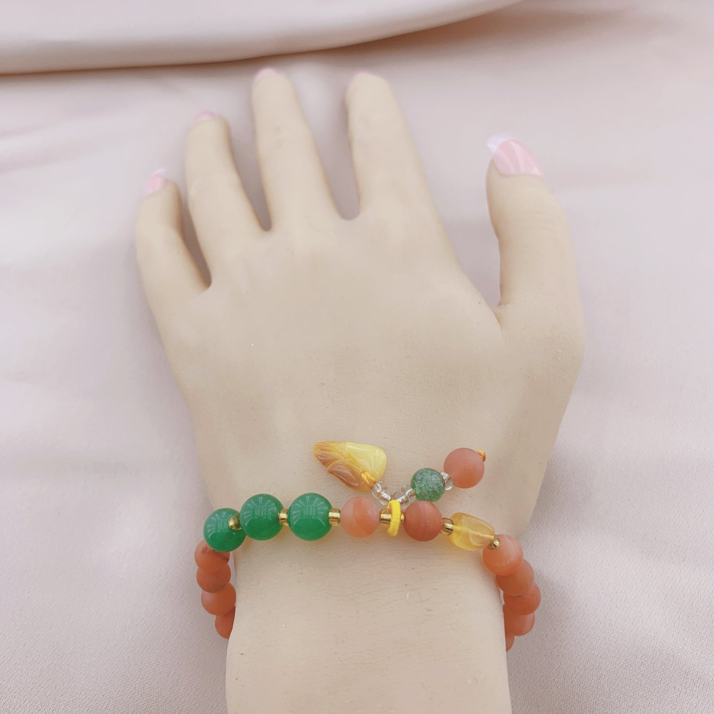 Women's Fashion Red Onyx Beads Gemstone Bracelet