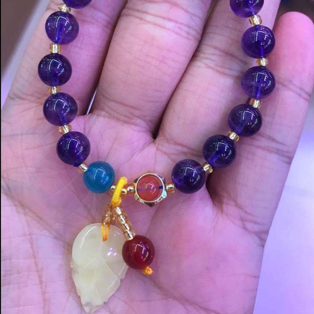 Women's Amethyst Crystal Beads Gemstone Bracelet