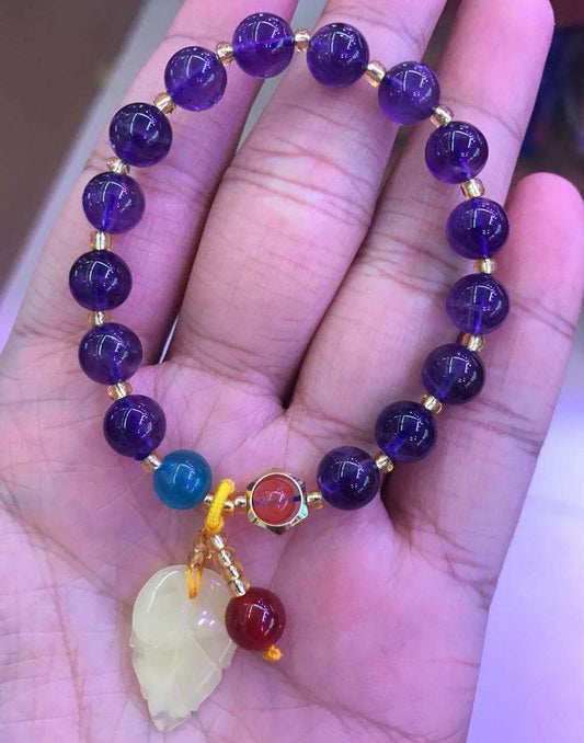 Women's Amethyst Crystal Beads Gemstone Bracelet