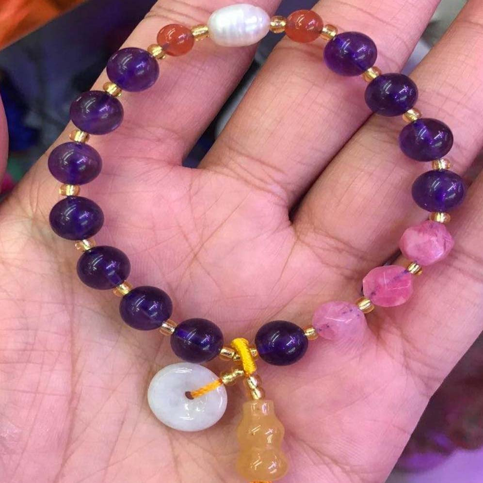 Women's Amethyst Crystal Beads Gemstone Bracelet