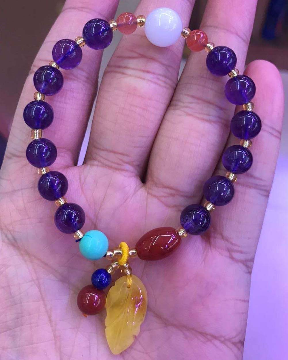 Women's Amethyst Crystal Beads Gemstone Bracelet