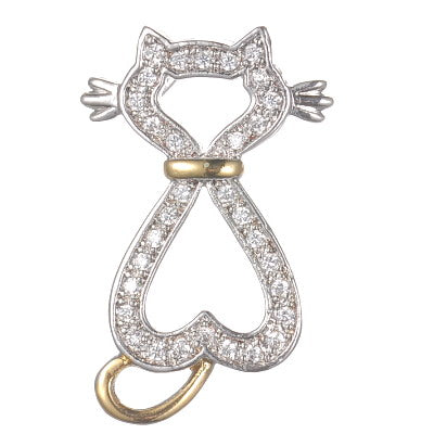 Women's Fashion Animal Cat CZ Pendant Necklace
