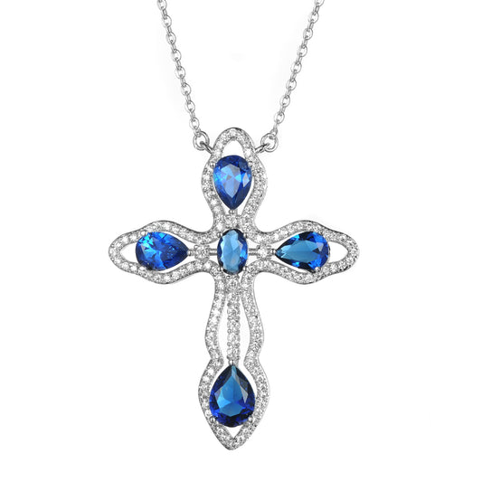Womens's CZ Pendant Cross Necklace