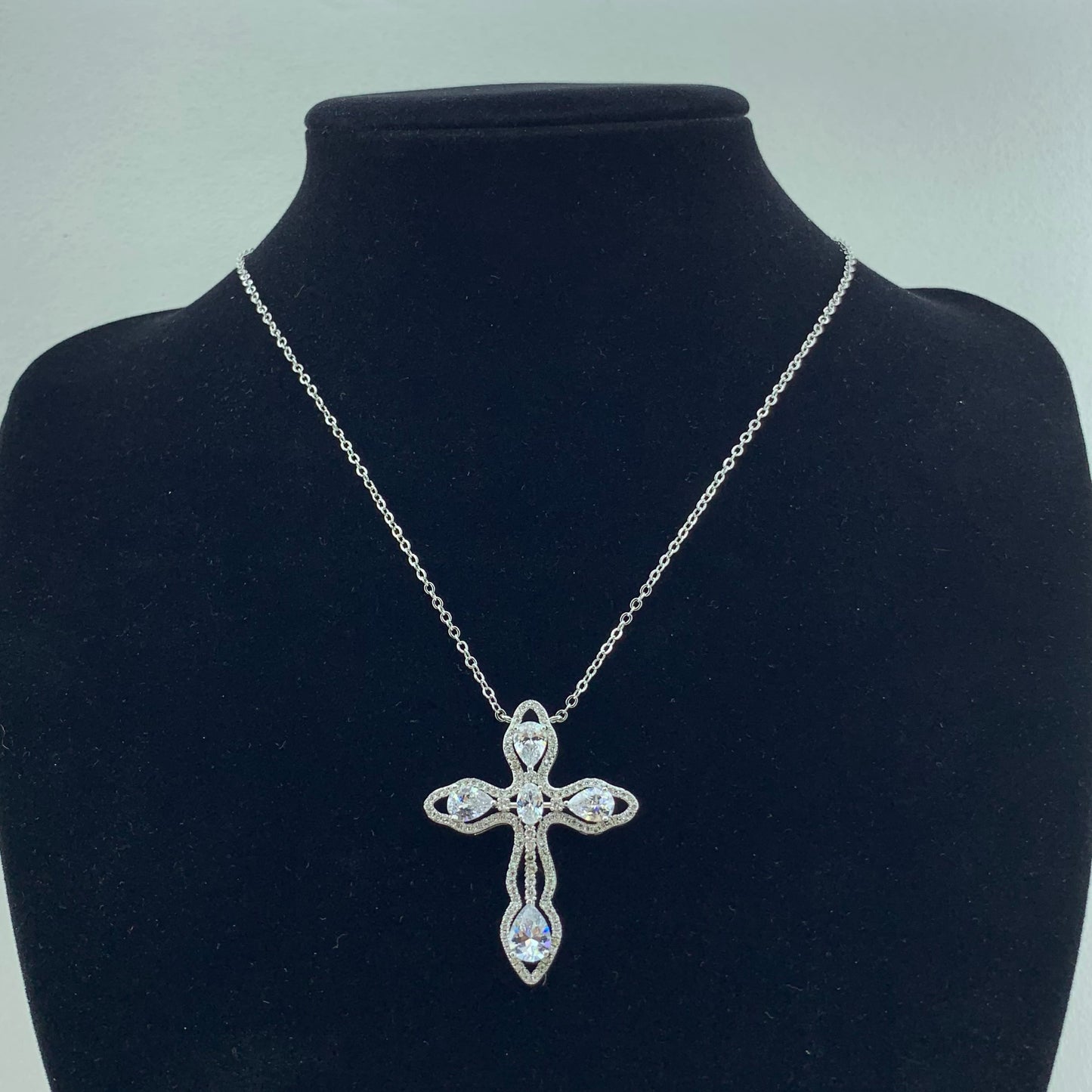 Womens's CZ Pendant Cross Necklace