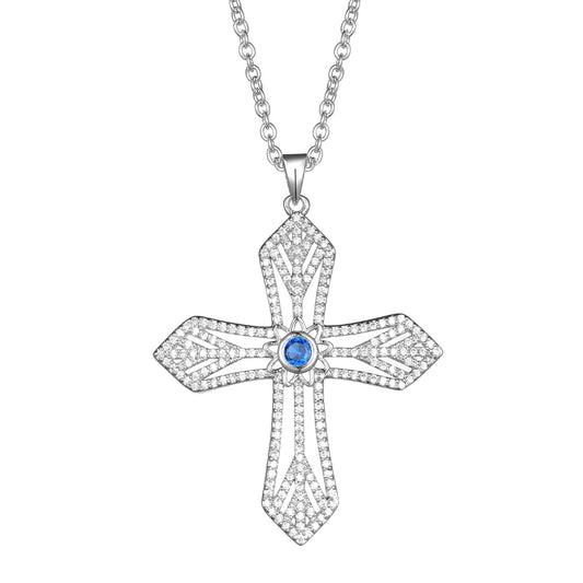 Womens's CZ Pendant Cross Necklace