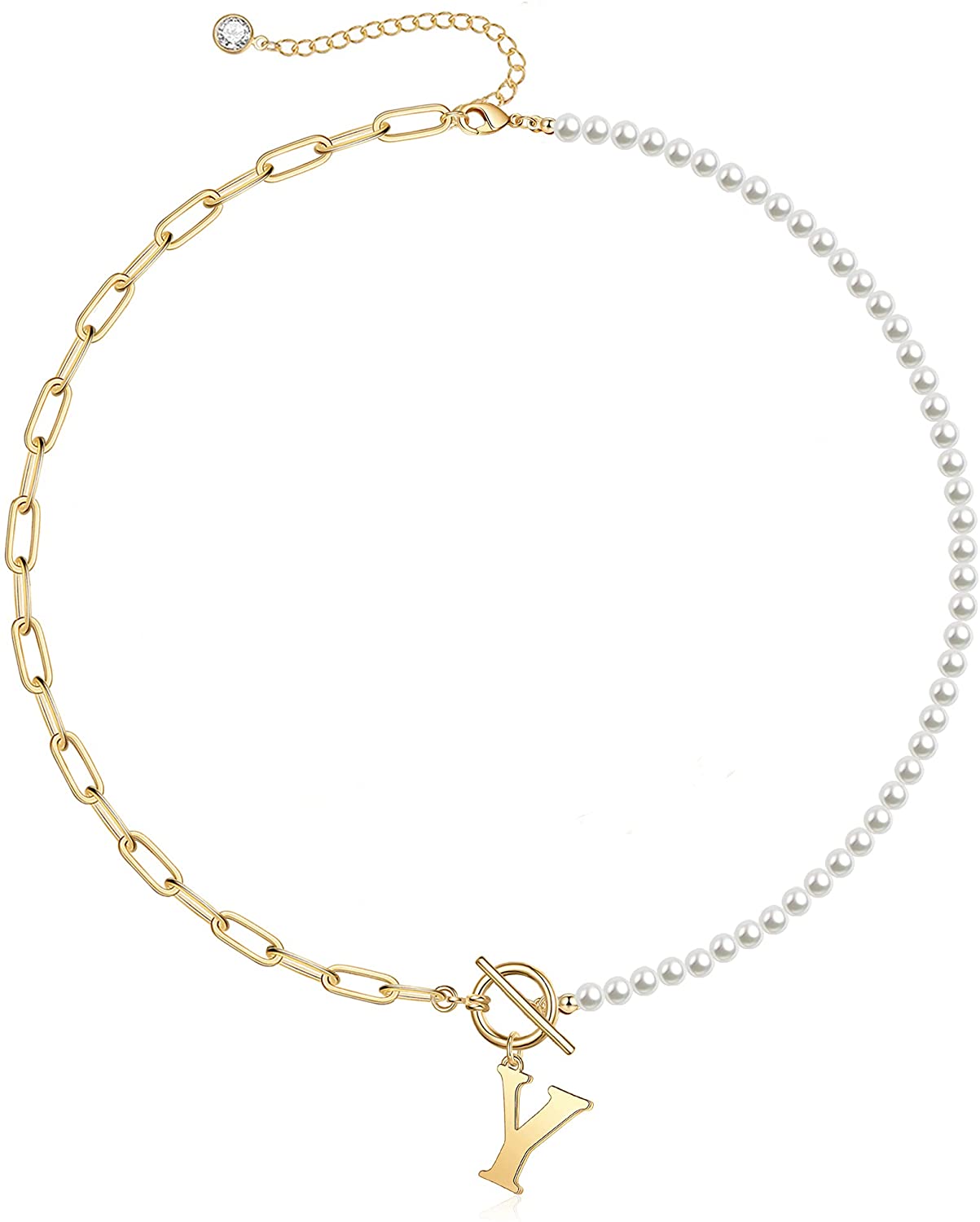 Women's Fashion Pearl Initial Letter Necklace