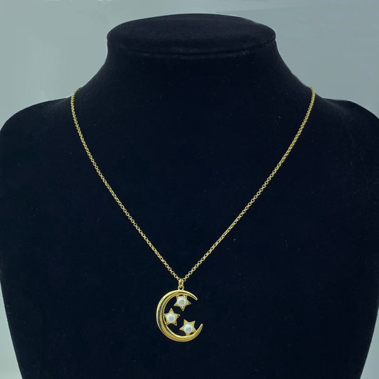 Women's Pearl Crescent Moon Necklace