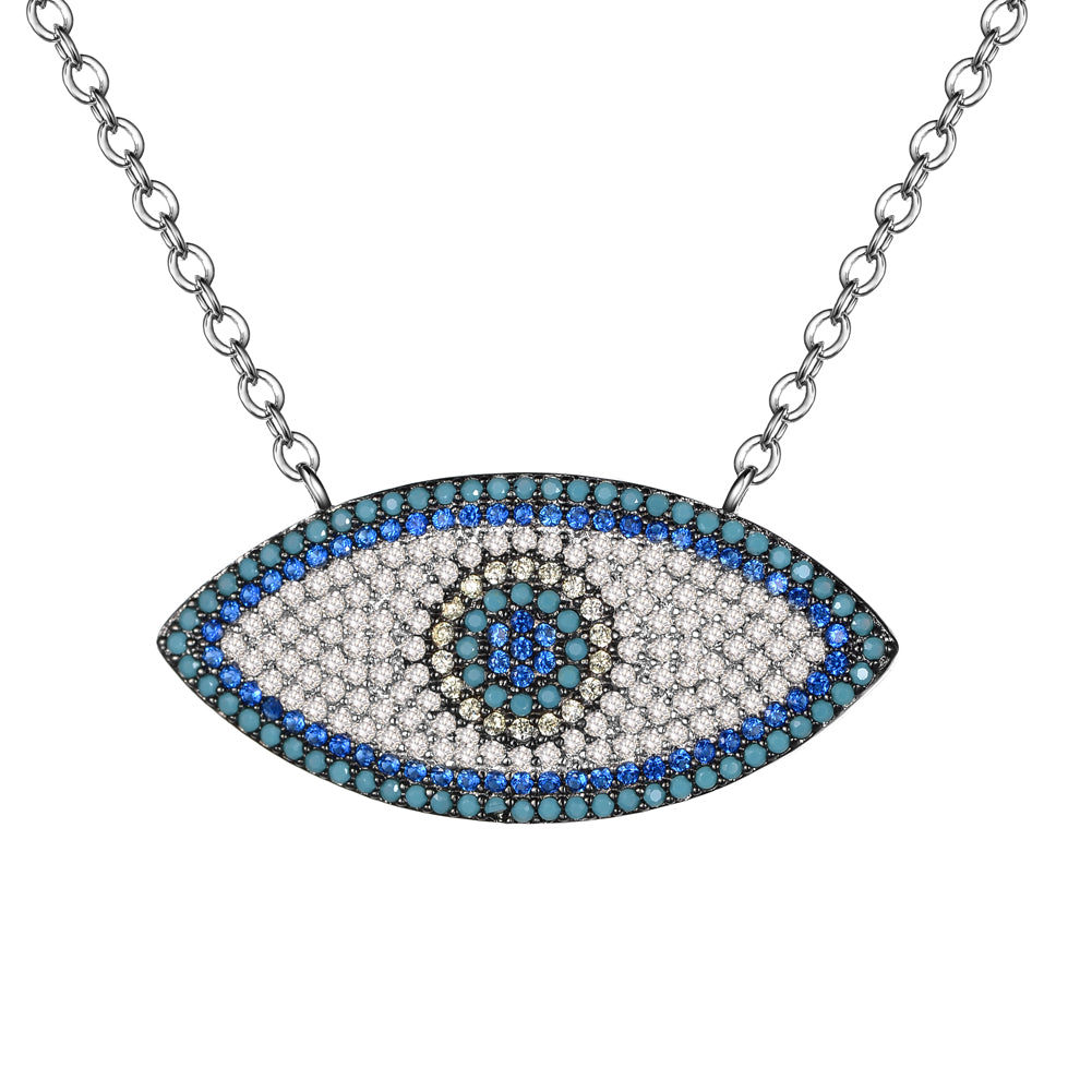 Women's Fashion CZ Evil eye Pendant Necklace