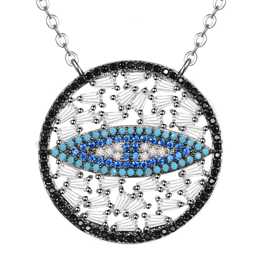 Women's Fashion CZ Evil eye Pendant Necklace