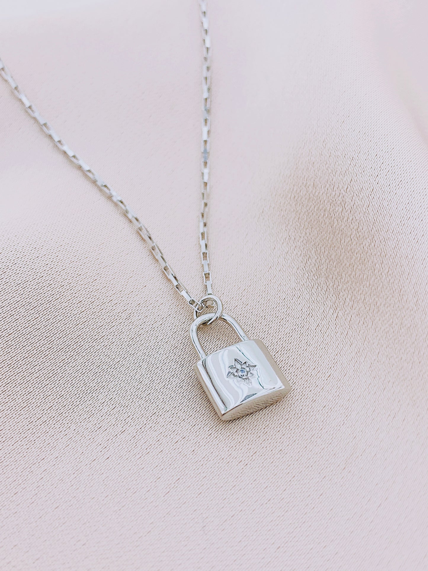 925 Silver CZ Locket Pendant Necklace